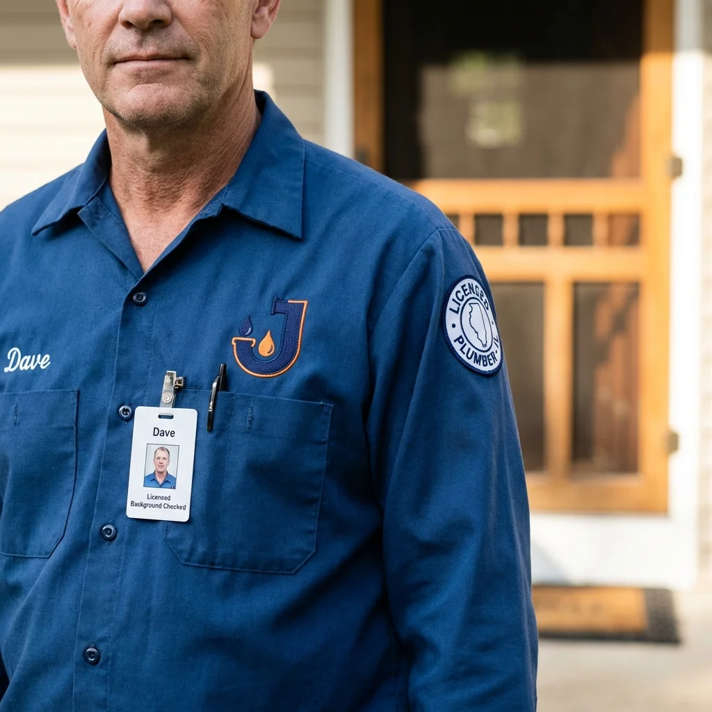 Licensed plumber showing ID badge in Summerland, CA