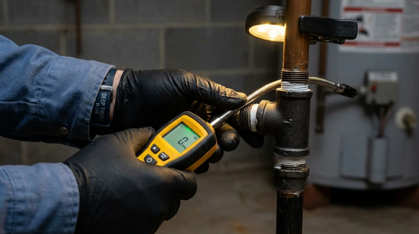 Gas leak detection with electronic sniffer by Johns Plumbing LLC in Summerland