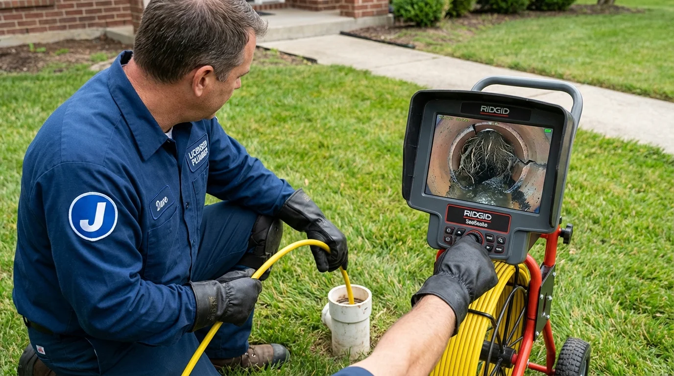 Sewer camera inspection being performed by Johns Plumbing LLC in Summerland